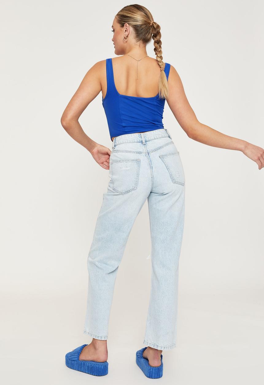 Supré  - Straight leg ripped jean - caroline blue rip