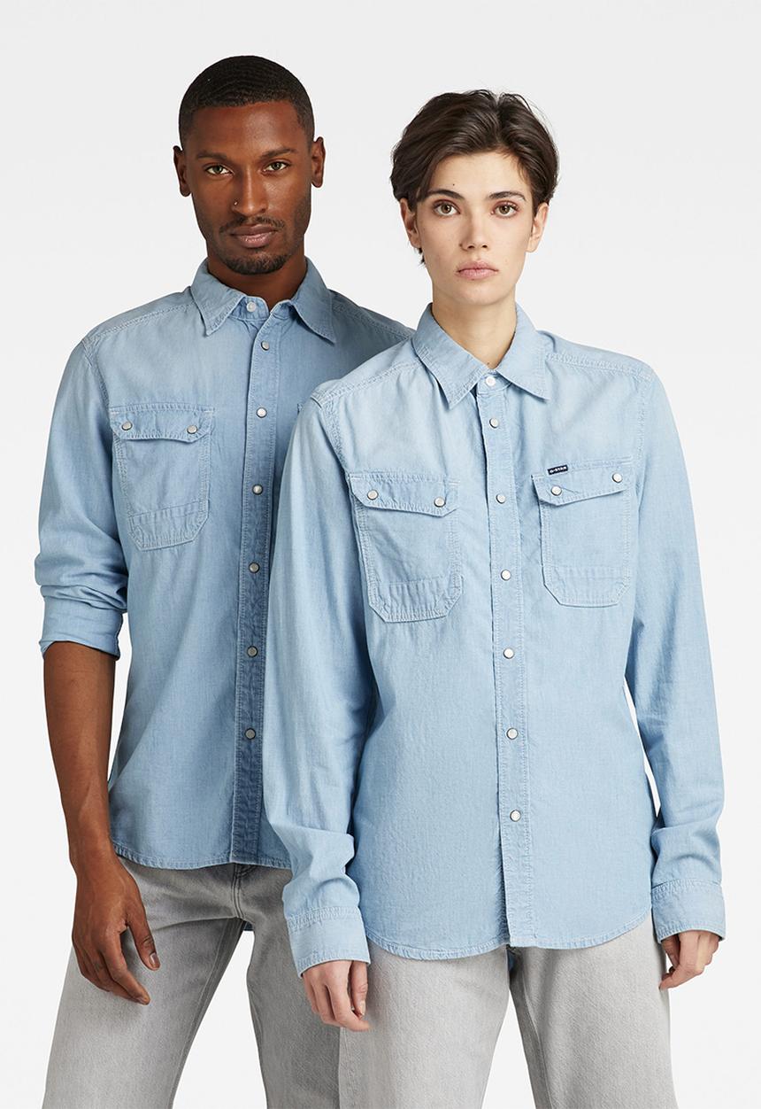 G-STAR - Worker slim shirt - sun faded imperial blue