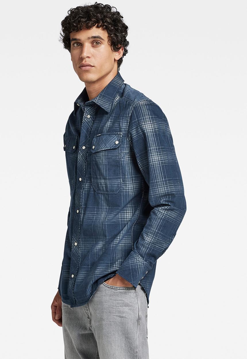 G-STAR - Worker slim shirt - luna blue isaac check
