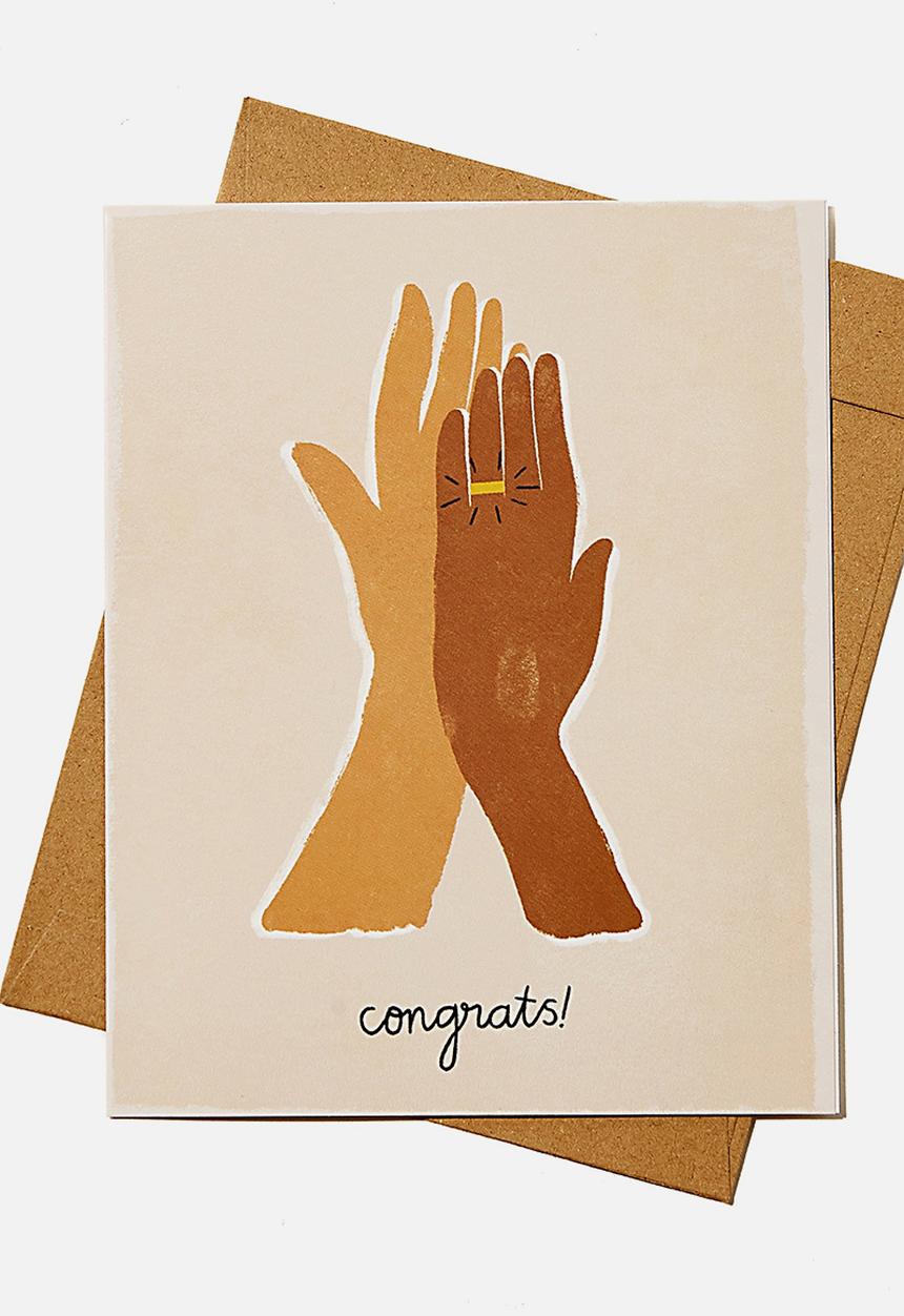 Typo - Engagement card - congrats illo hands