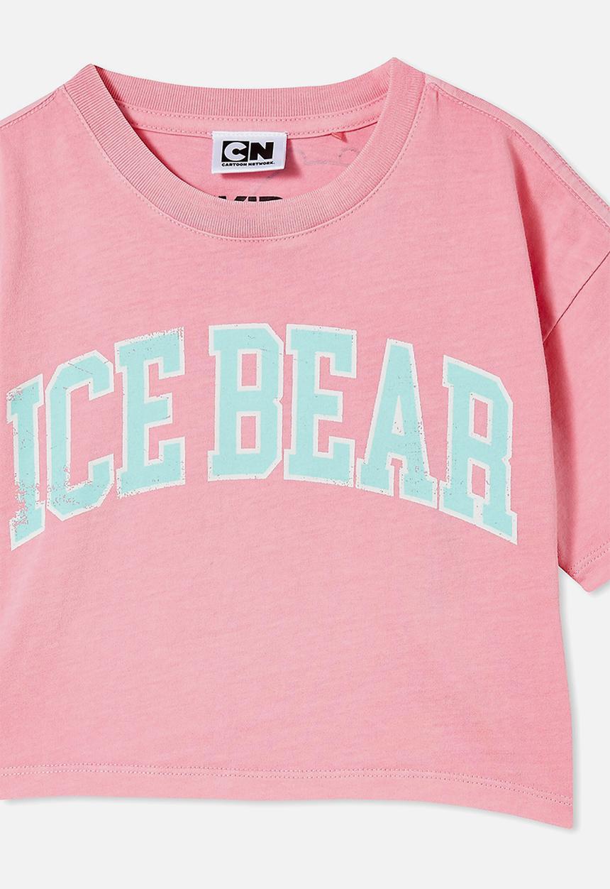 Cotton On - License cropped short sleeve tee - lcn wb we bare bears ice bear/cali pink wash