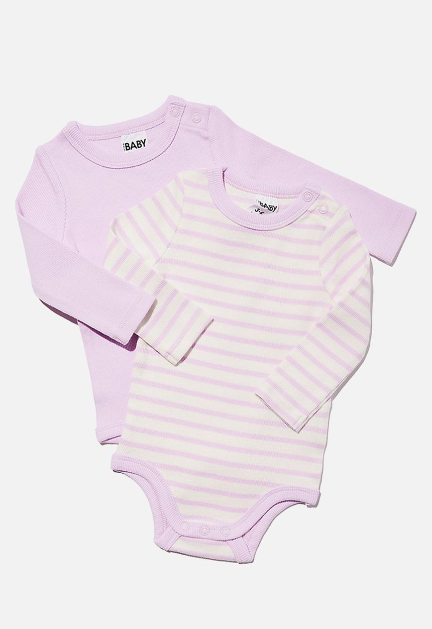 Cotton On - 2 Pack essentials long sleeve bubbysuit - pale violet