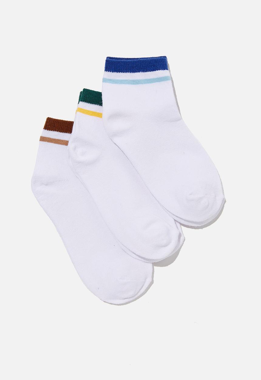 Cotton On - Kids 3 pack mid crew socks - white