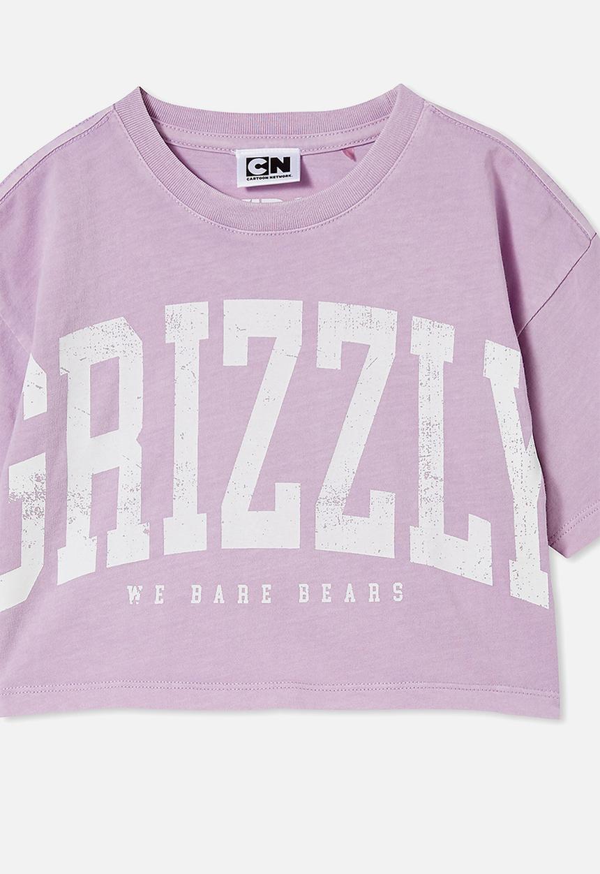 Cotton On - License cropped short sleeve tee - lcn wb we bare bears grizzly/lilac drop wash