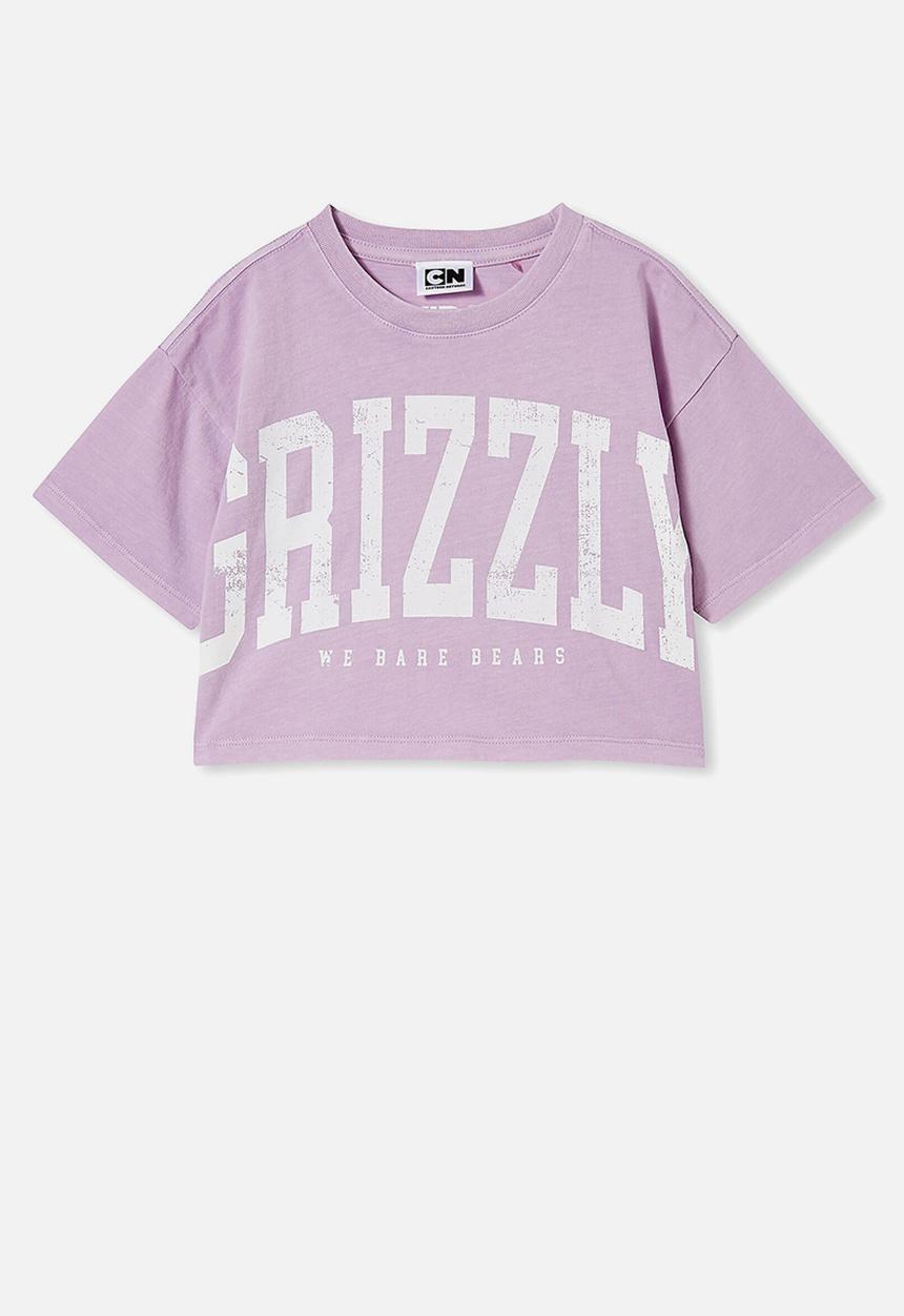 Cotton On - License cropped short sleeve tee - lcn wb we bare bears grizzly/lilac drop wash