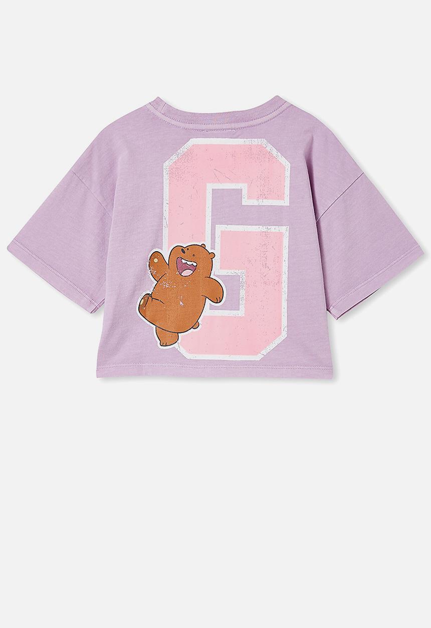 Cotton On - License cropped short sleeve tee - lcn wb we bare bears grizzly/lilac drop wash