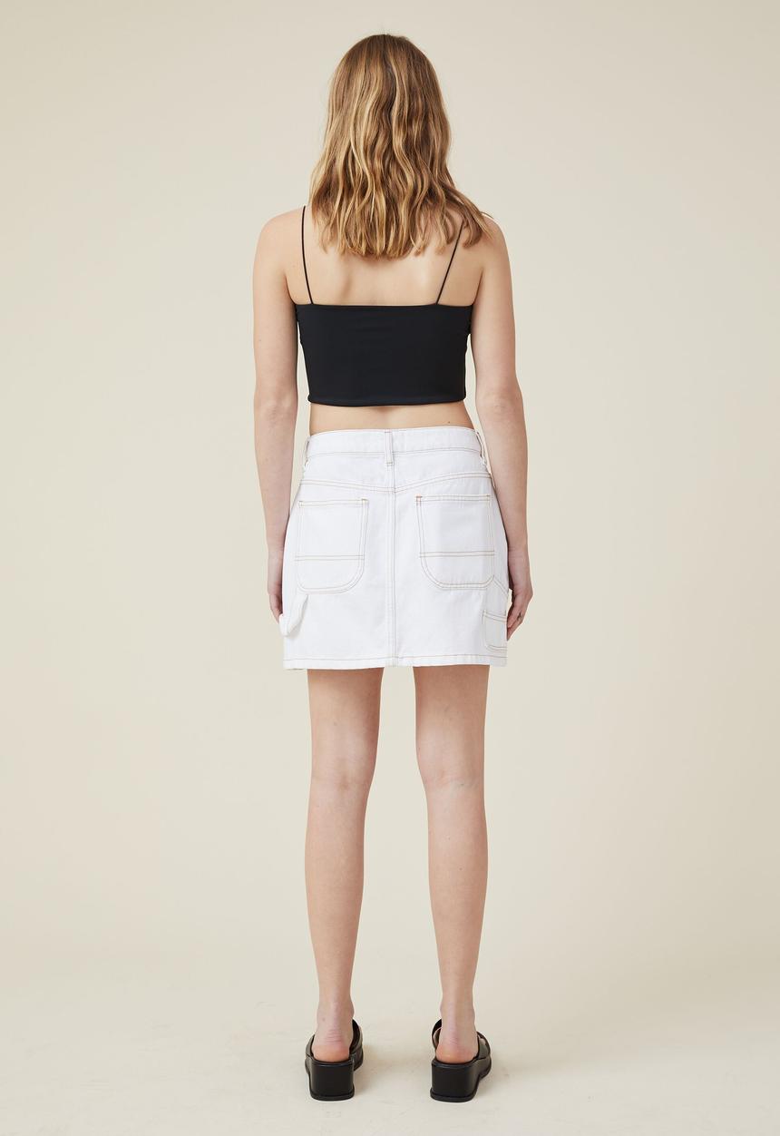 Cotton On - Cargo denim low rise mini skirt - white