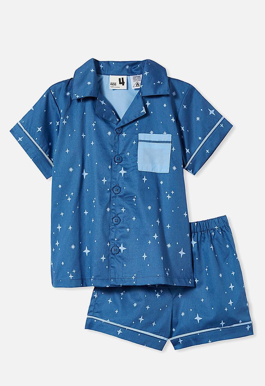 Cotton On - Pete short sleeve pyjama set - petty blue/night sky