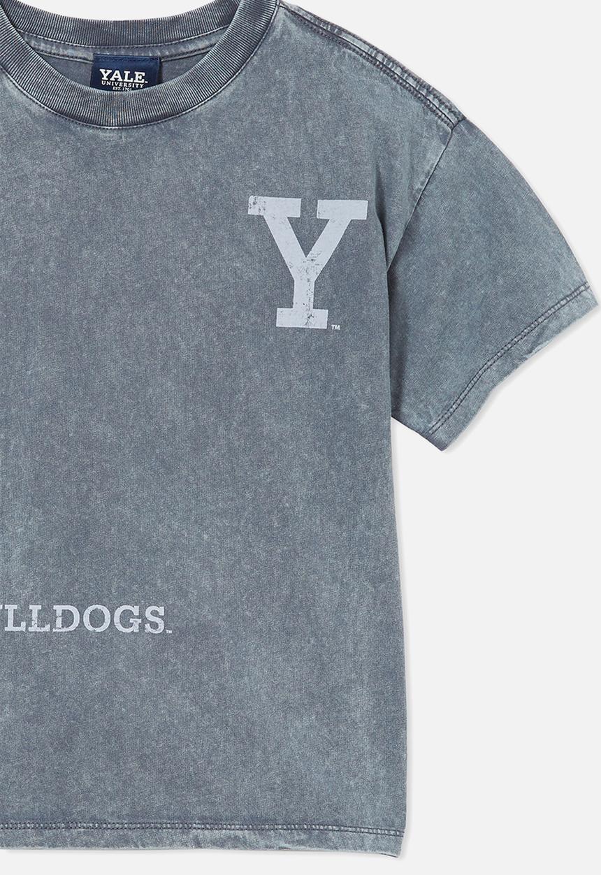 Cotton On - License drop shoulder short sleeve tee - lcn yal vintage navy wash/yale bulldog