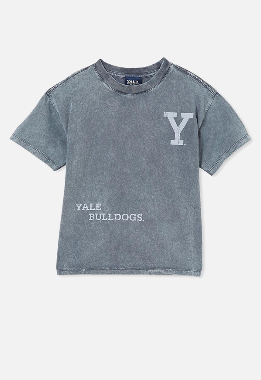 Cotton On - License drop shoulder short sleeve tee - lcn yal vintage navy wash/yale bulldog