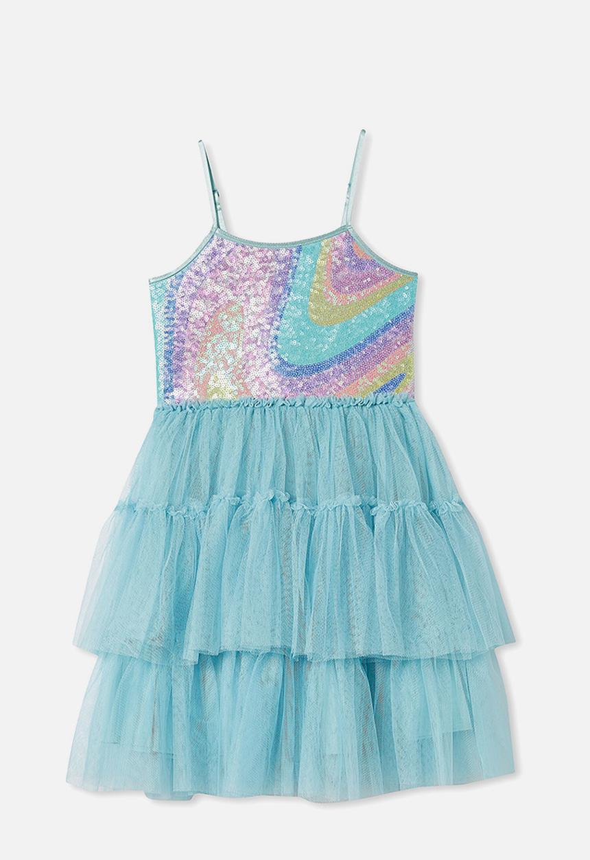 Cotton On - Iris dress up dress - rusty aqua/rainbow marble