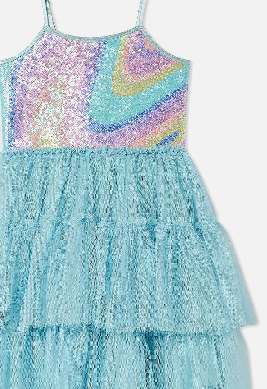 Cotton On - Iris dress up dress - rusty aqua/rainbow marble