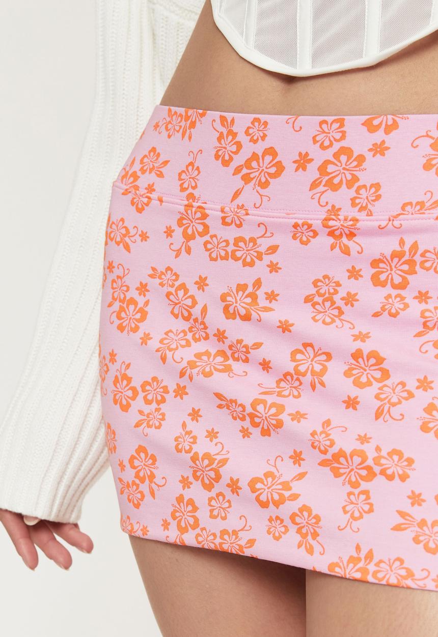 Supré  - Lacey hipster mini skirt - maui floral bubble gum