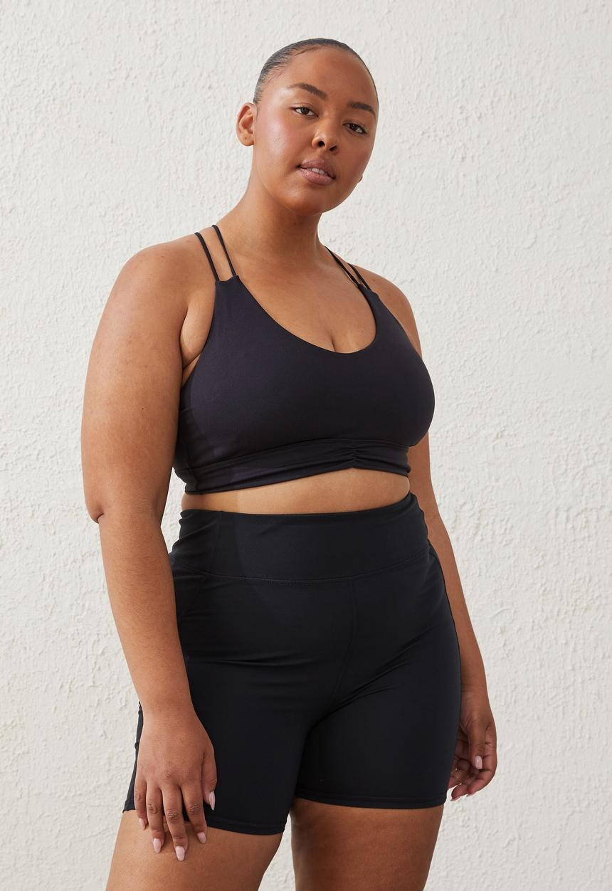 Cotton On - Curve active booty lift ruched recycled bike short - black