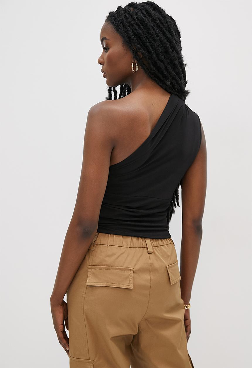 VELVET - Asymmetric design top - black
