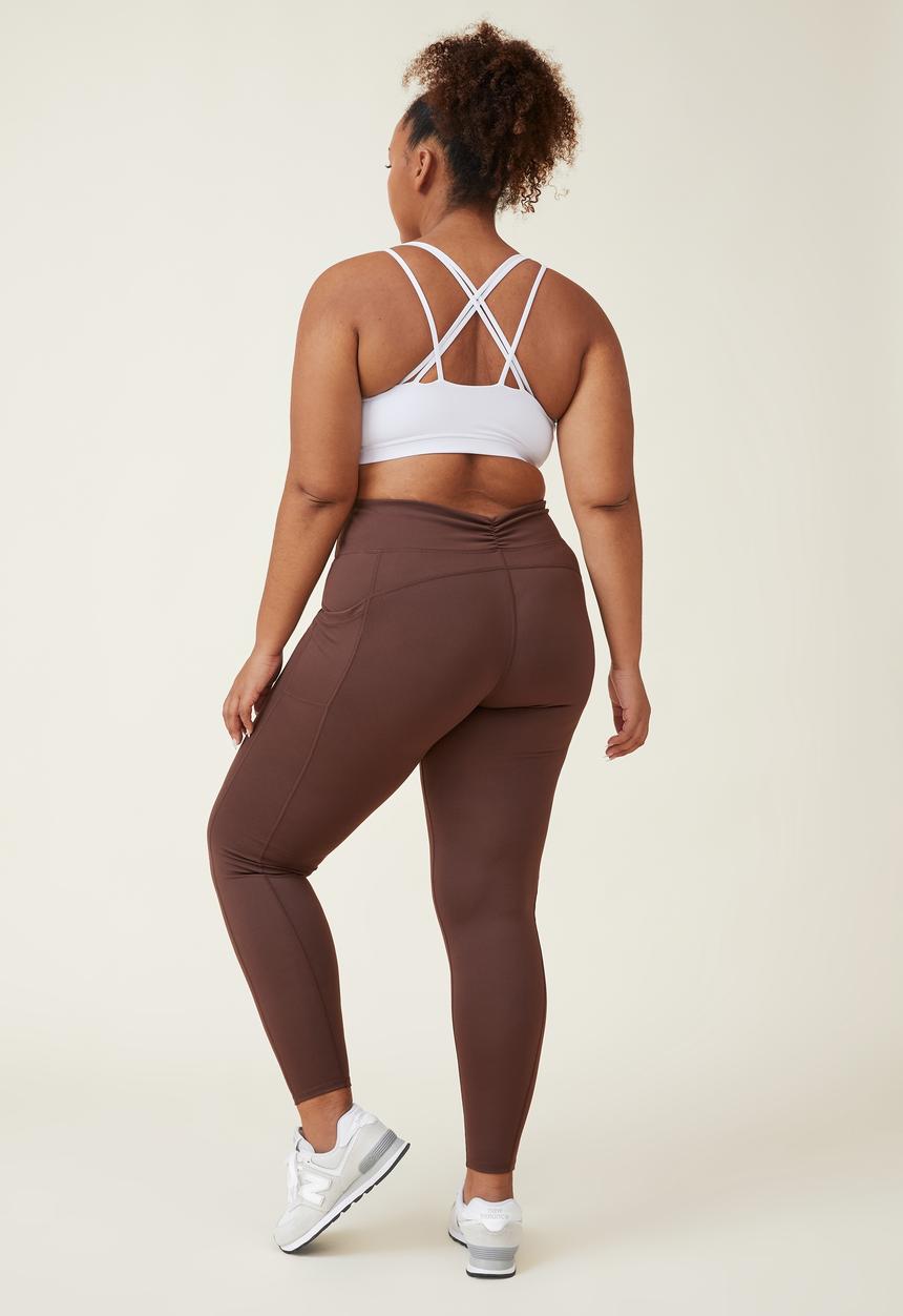 Cotton On - Curve active booty lift ruched recycled tight - cedar brown