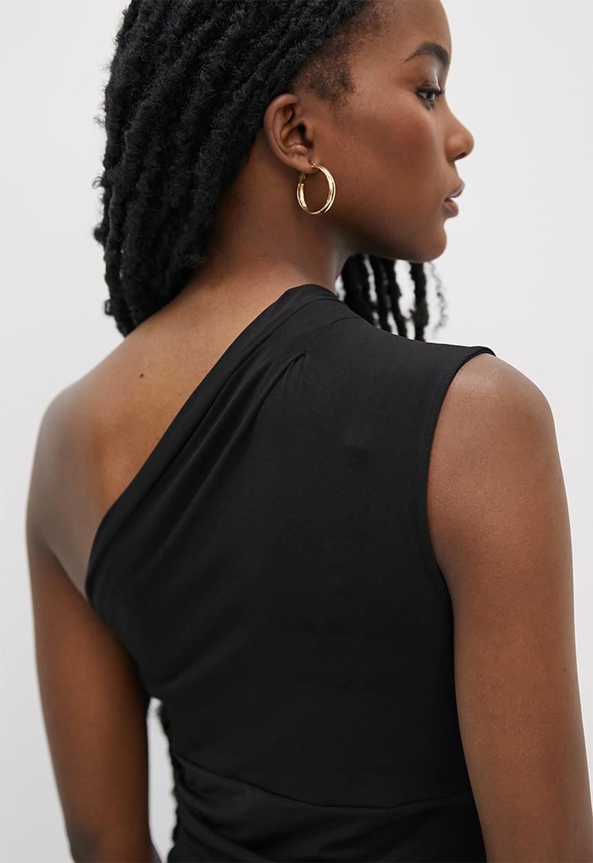 VELVET - Asymmetric design top - black