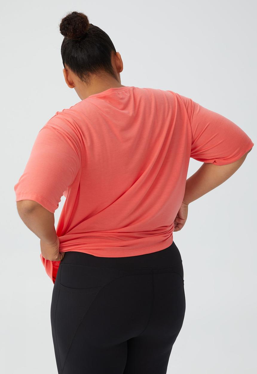 Cotton On - Curve active boyfriend tee - coral  burst