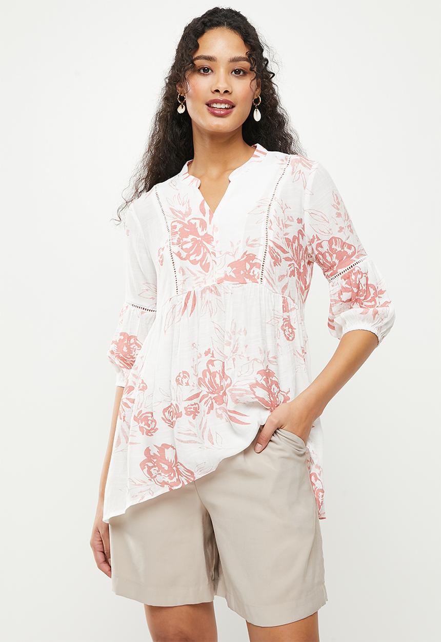 Stella Morgan - Flower printed hi-lo blouse - blush