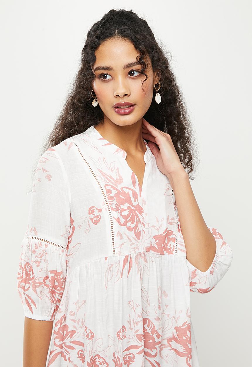 Stella Morgan - Flower printed hi-lo blouse - blush