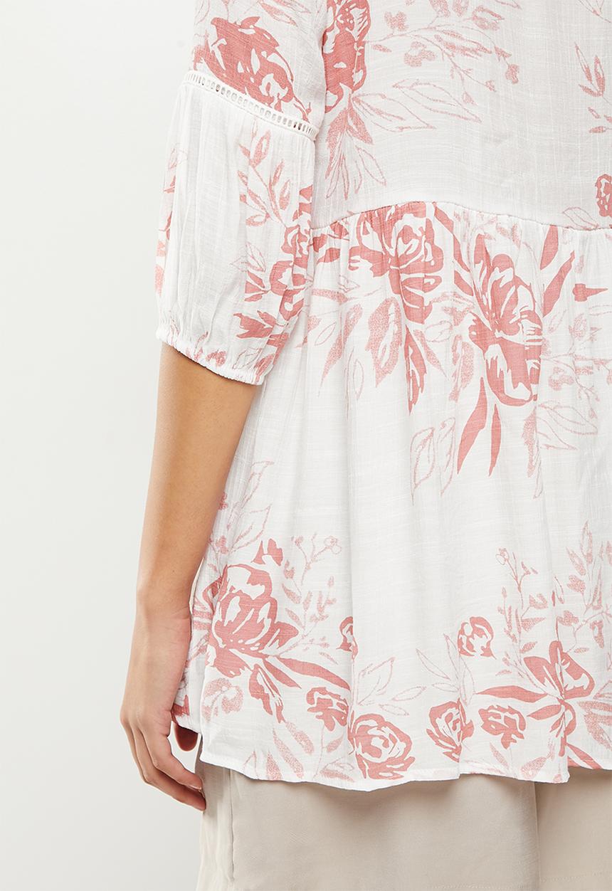 Stella Morgan - Flower printed hi-lo blouse - blush
