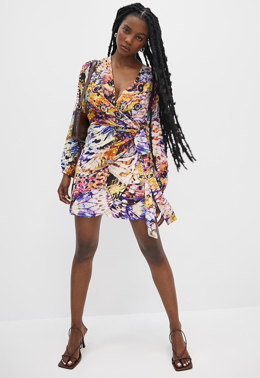 VELVET - Printed mini wrap dress - multi