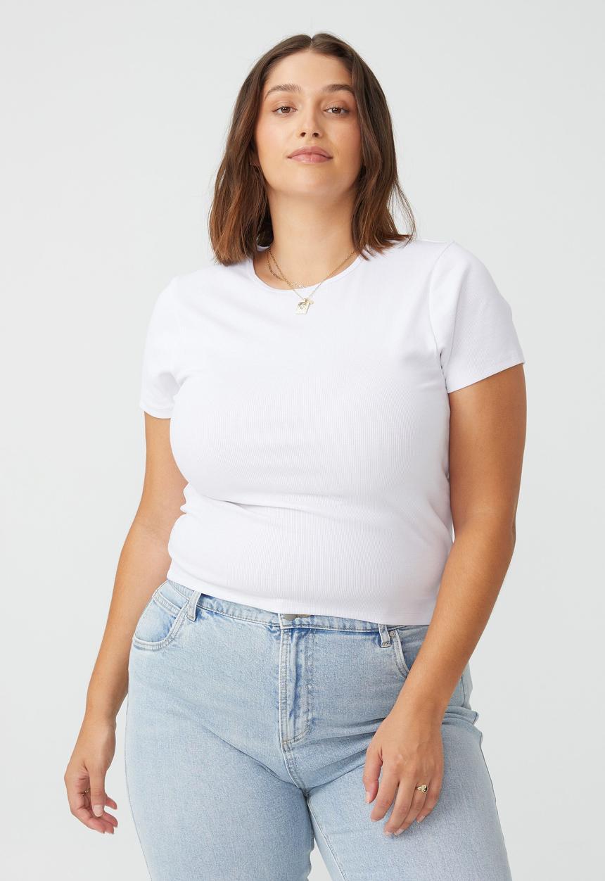 Cotton On - Curve the one organic short sleeve tee - white
