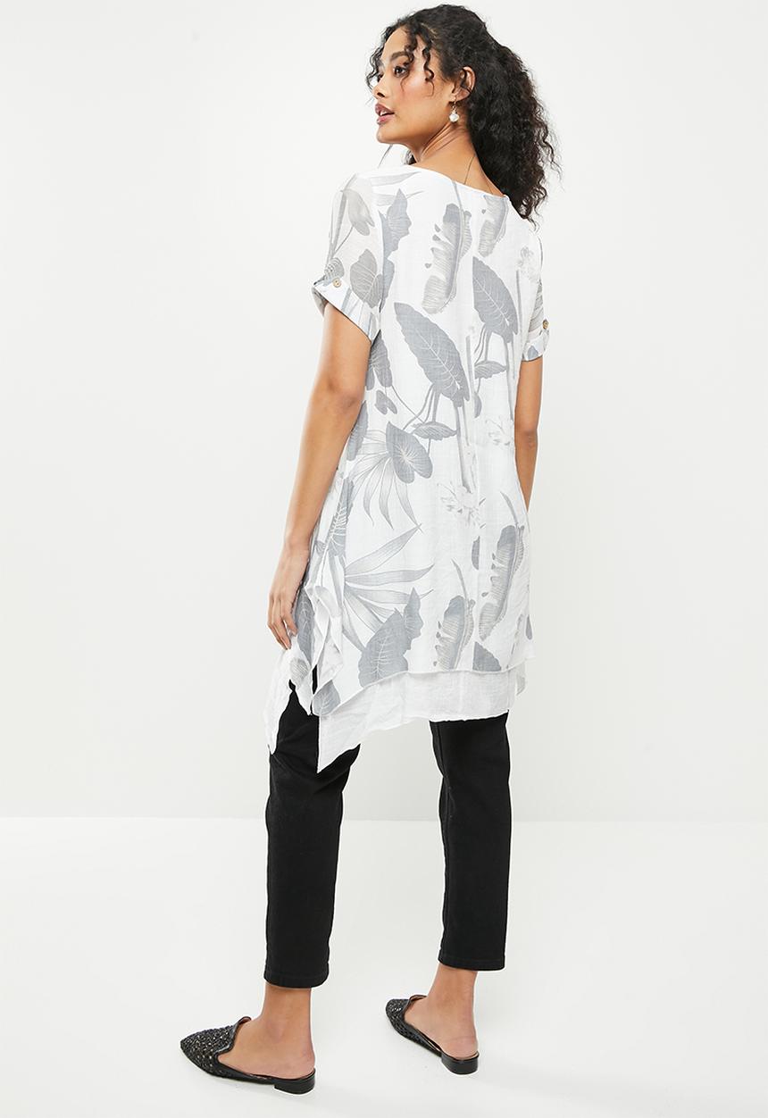 Stella Morgan - Floral printed double layer blouse - grey