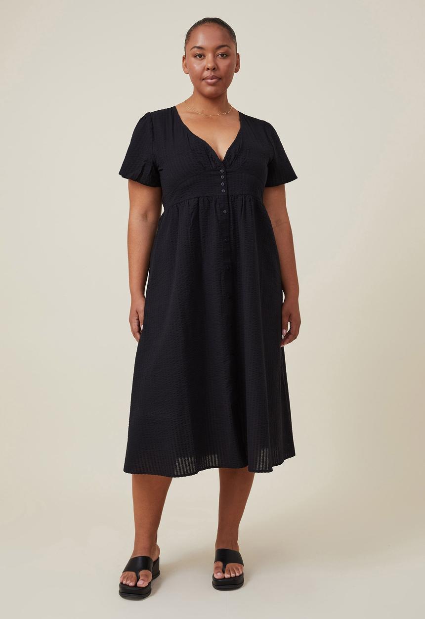 Cotton On - Curve woven midi dress - black