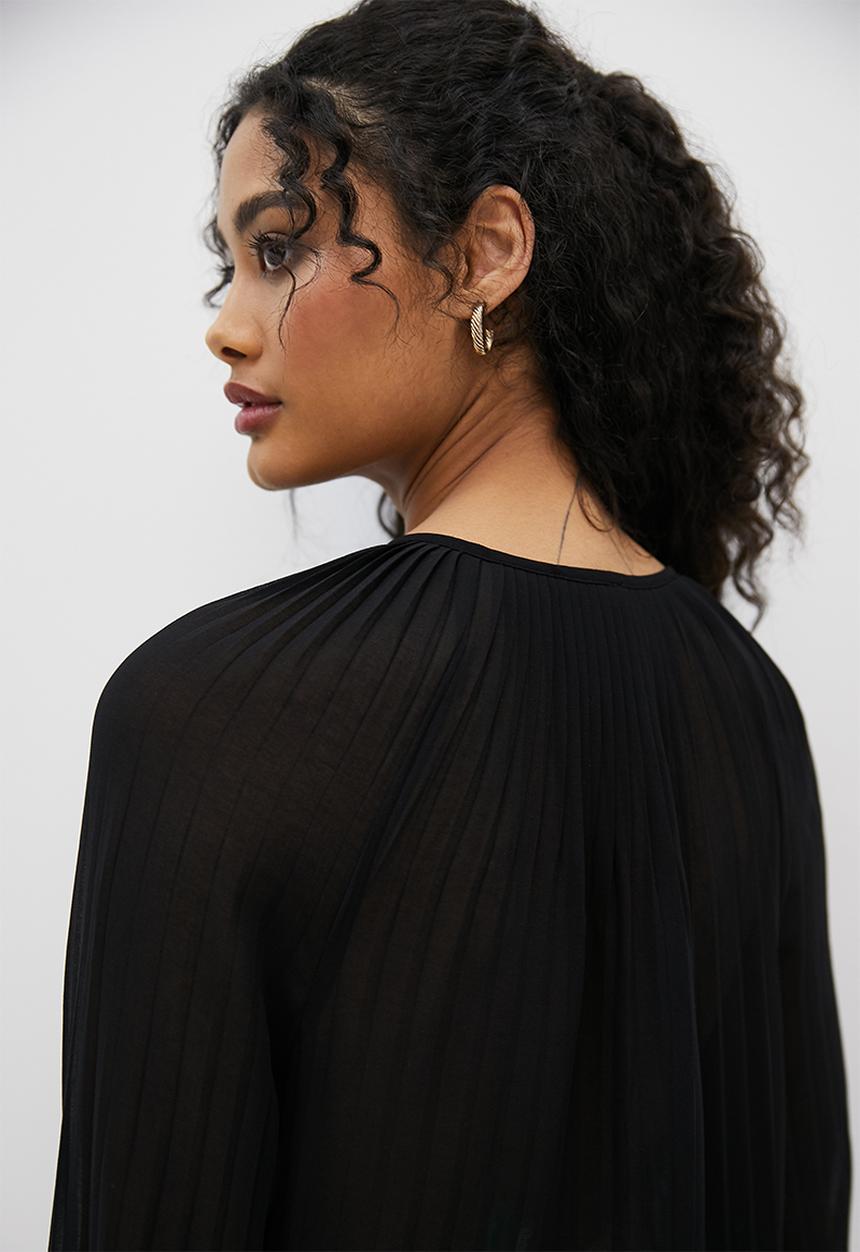 MILLA - Pleated volume blouse - black