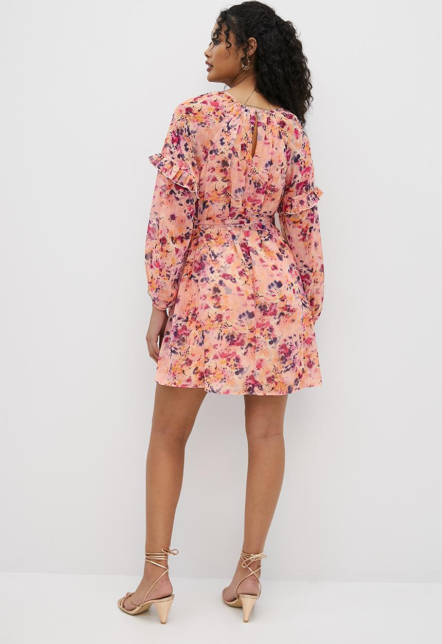 MILLA - Trapeze mini with tie belt  - blush smudge