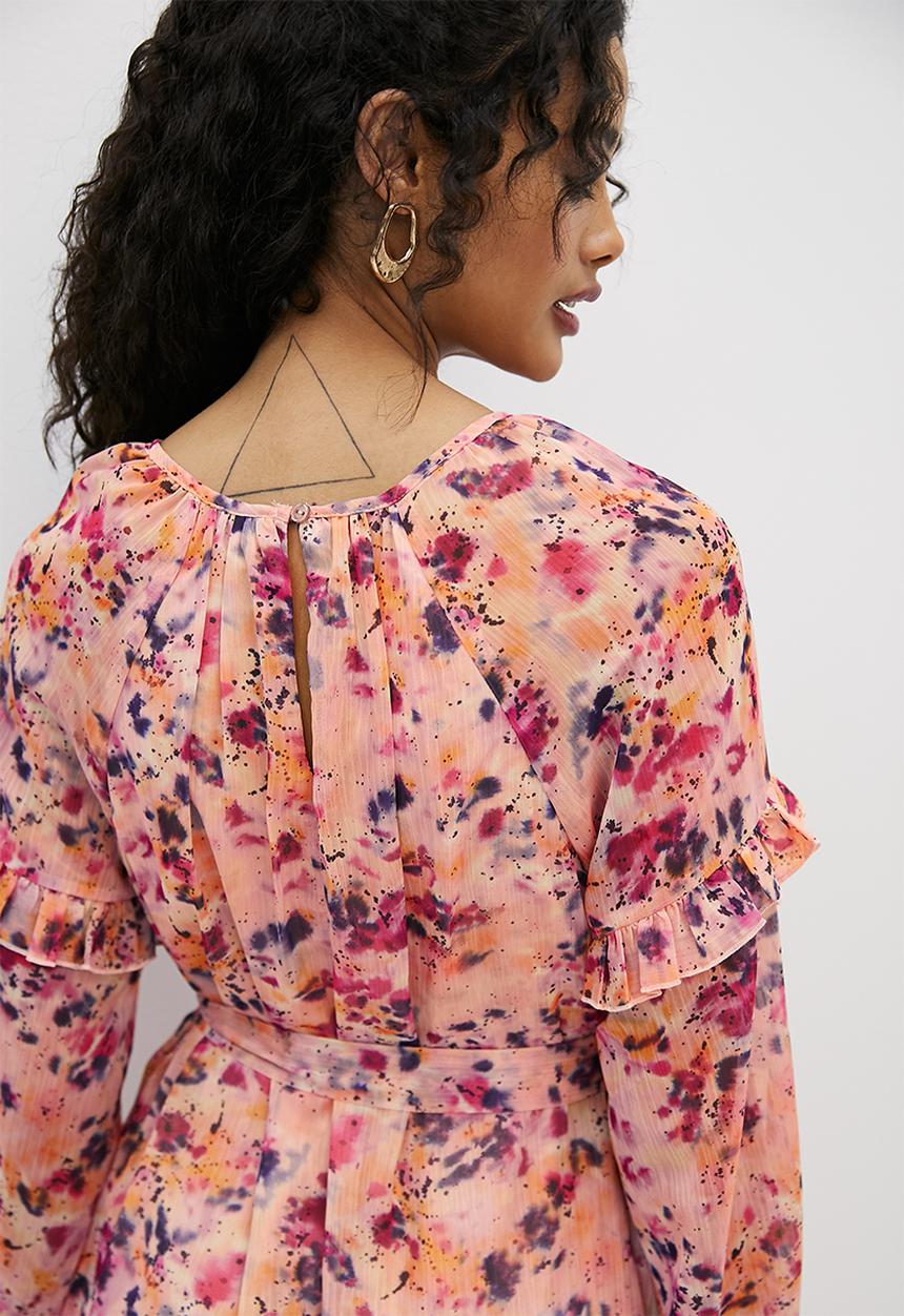 MILLA - Trapeze mini with tie belt  - blush smudge