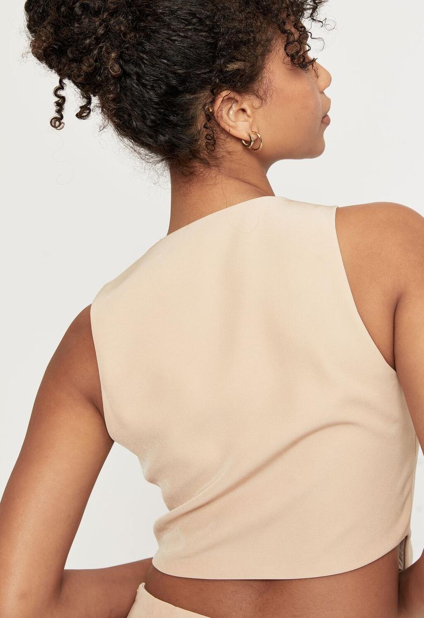 Supré  - Indigo sleeveless waistcoat - blush brown