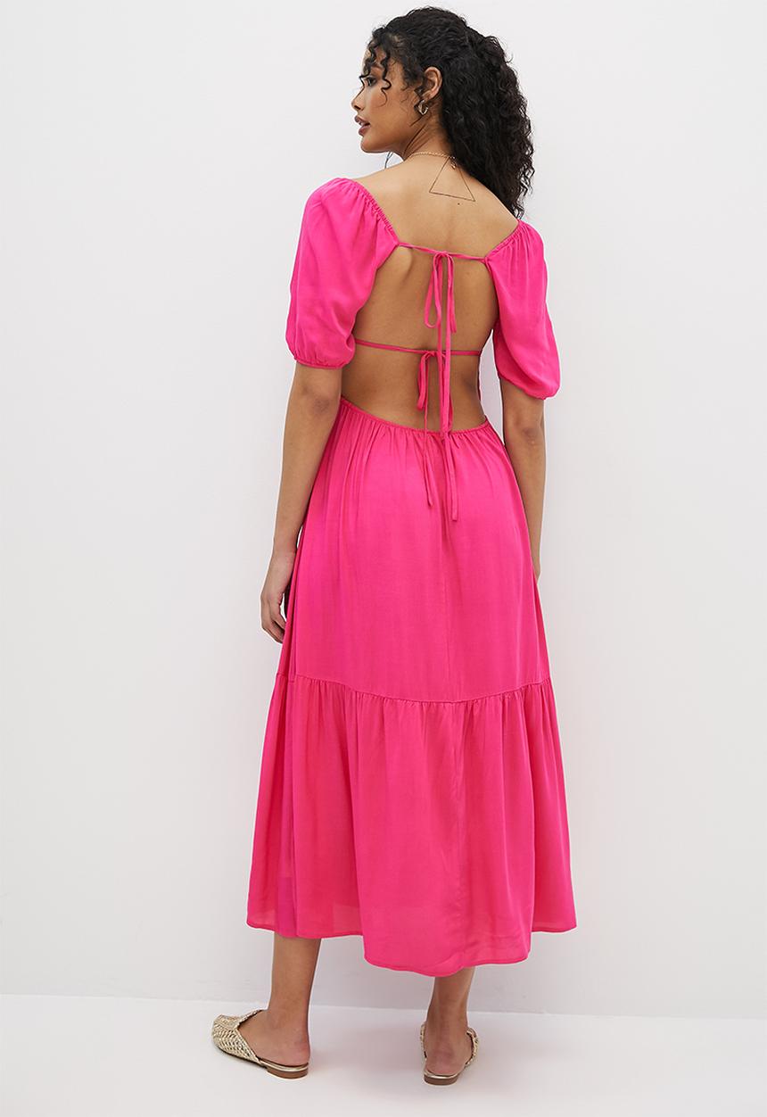 MILLA - Open back fit and flare dress - pink