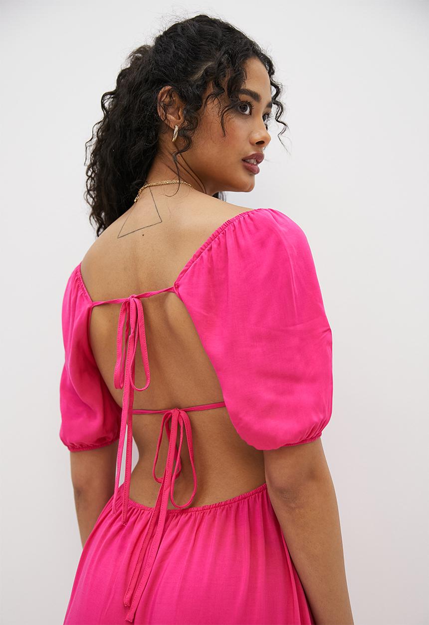 MILLA - Open back fit and flare dress - pink