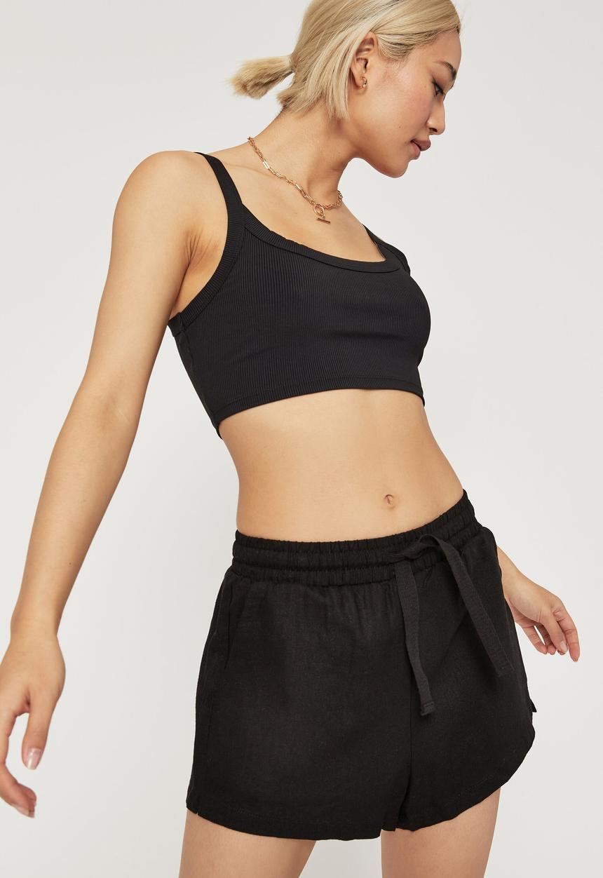 Supré  - Holly linen short - black