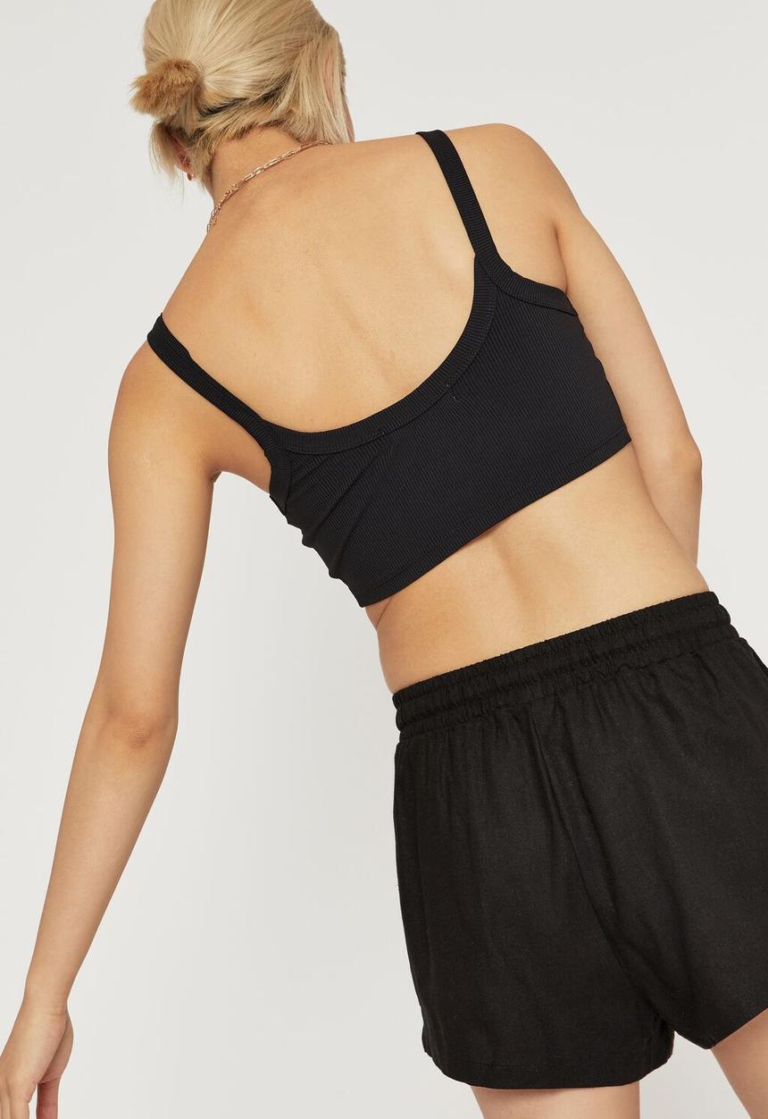 Supré  - Holly linen short - black