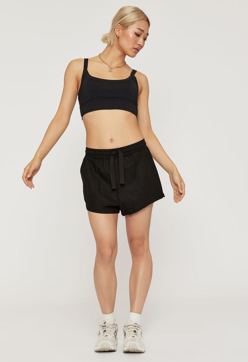 Supré  - Holly linen short - black
