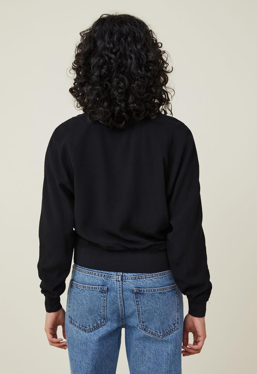 Cotton On - Lightweight drape bomber jacket - black