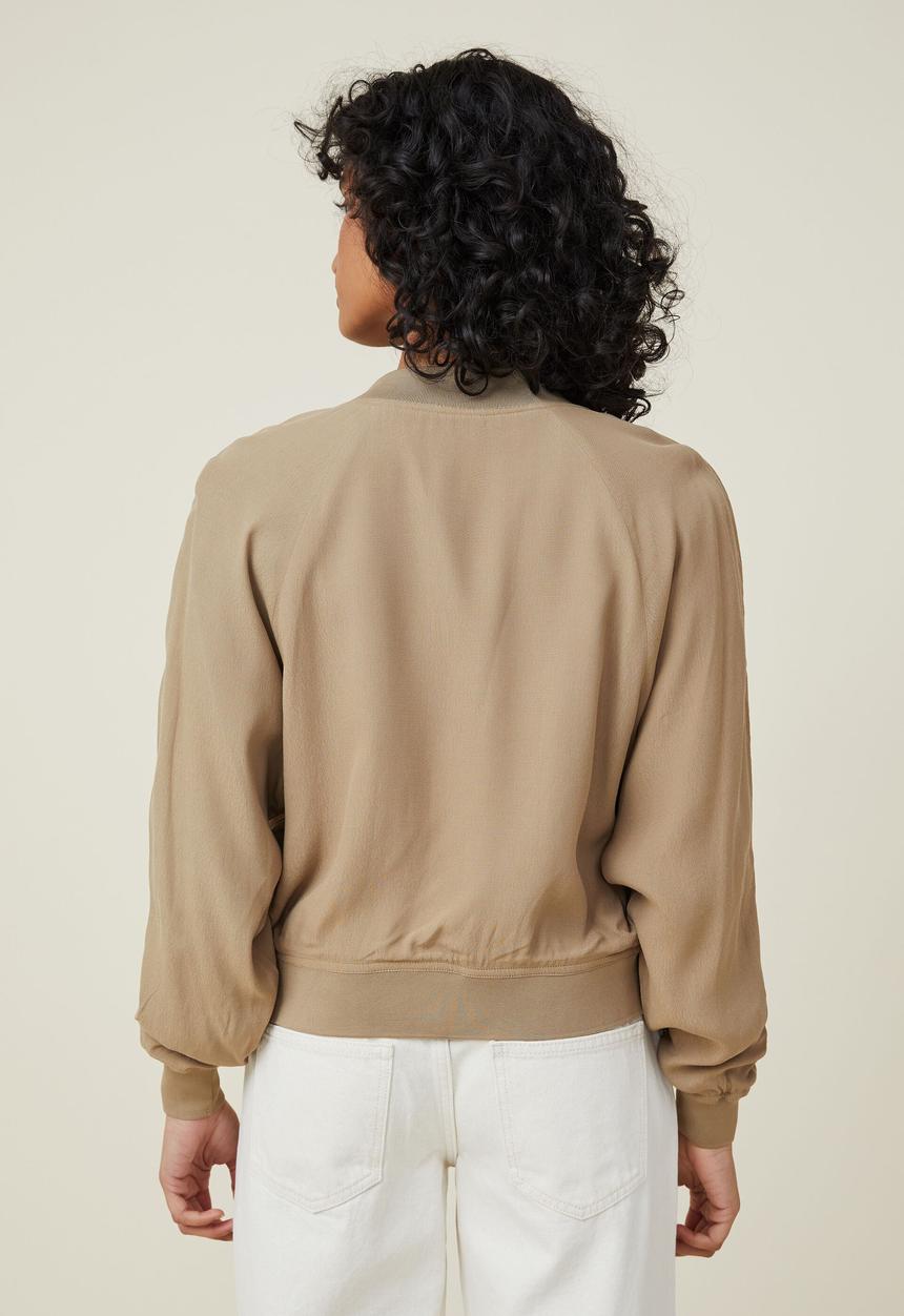 Cotton On - Lightweight drape bomber jacket - earthy sand
