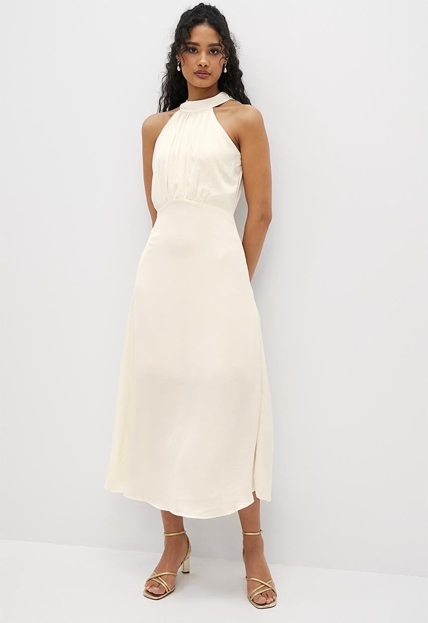 MILLA - Satin tie back madaxi dress - ivory