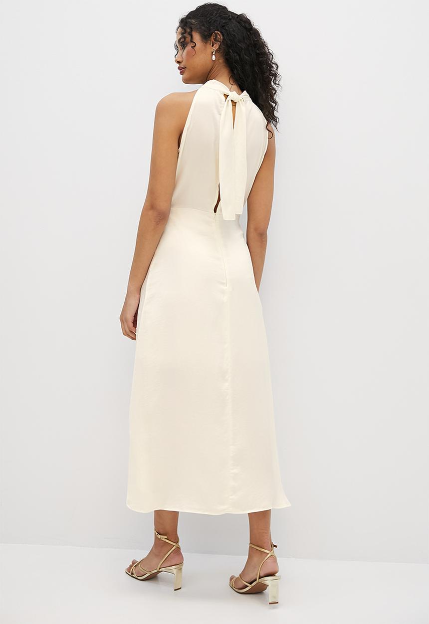 MILLA - Satin tie back madaxi dress - ivory