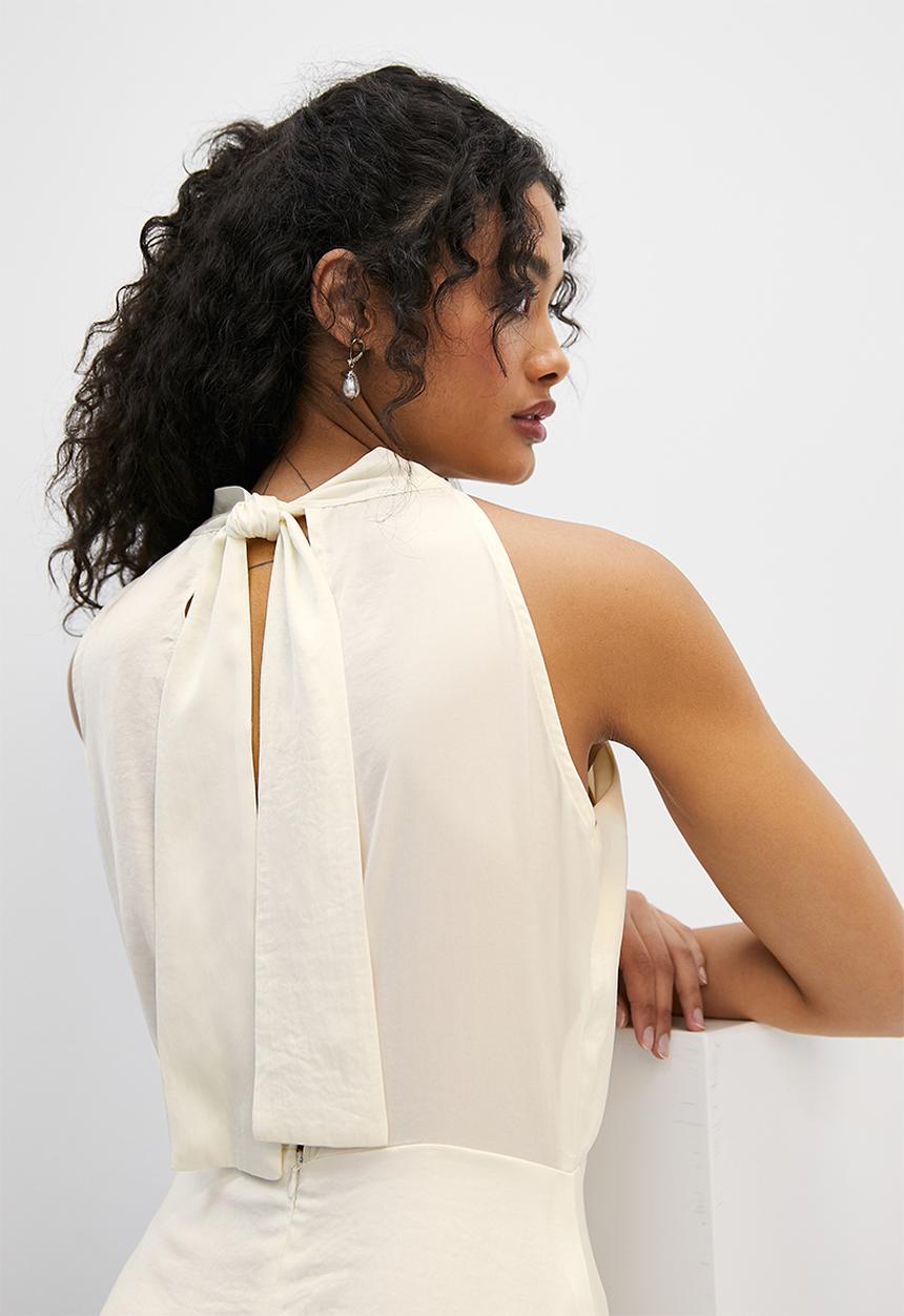MILLA - Satin tie back madaxi dress - ivory