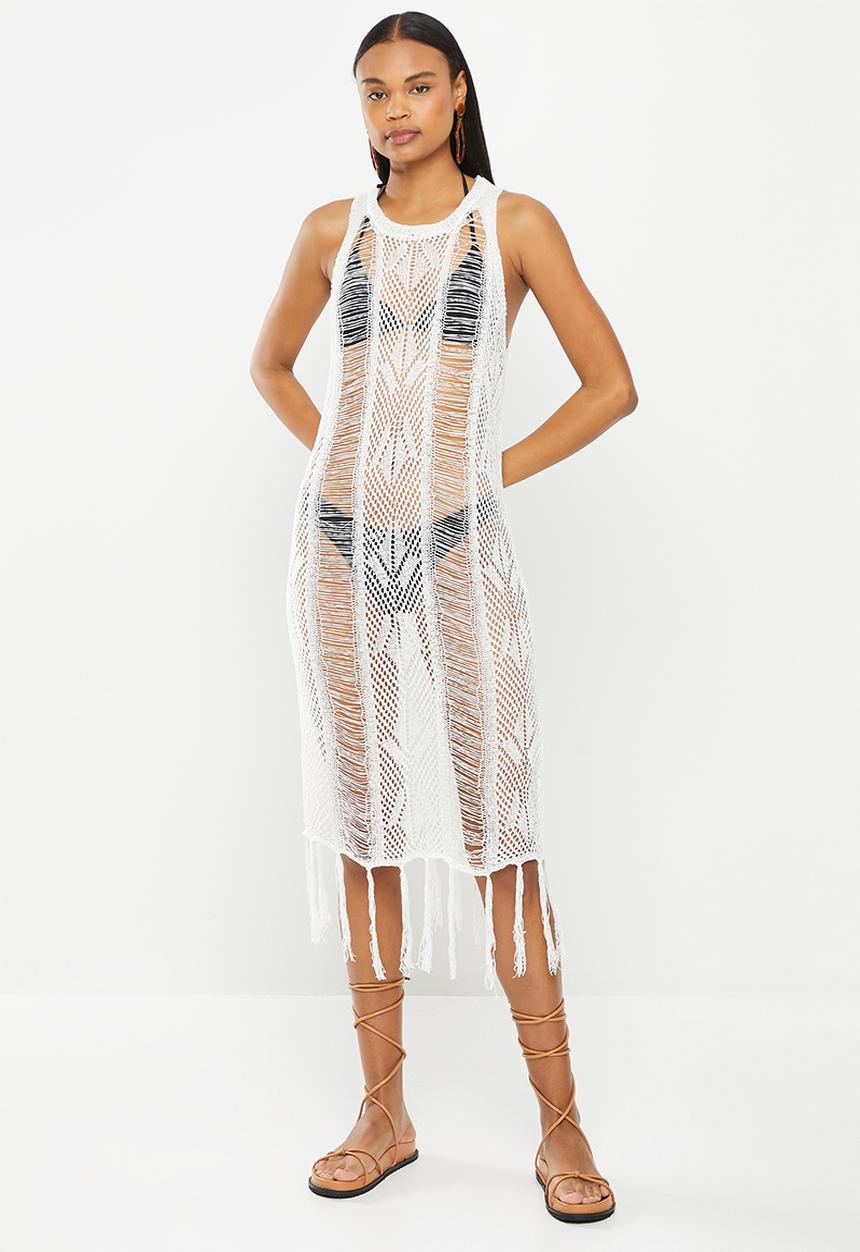 dailyfriday - Fringed hem swim cover up - ecru