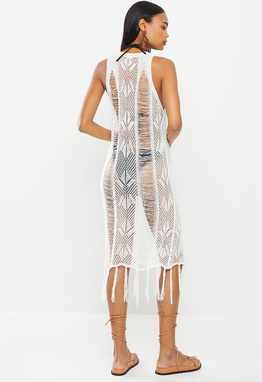 dailyfriday - Fringed hem swim cover up - ecru