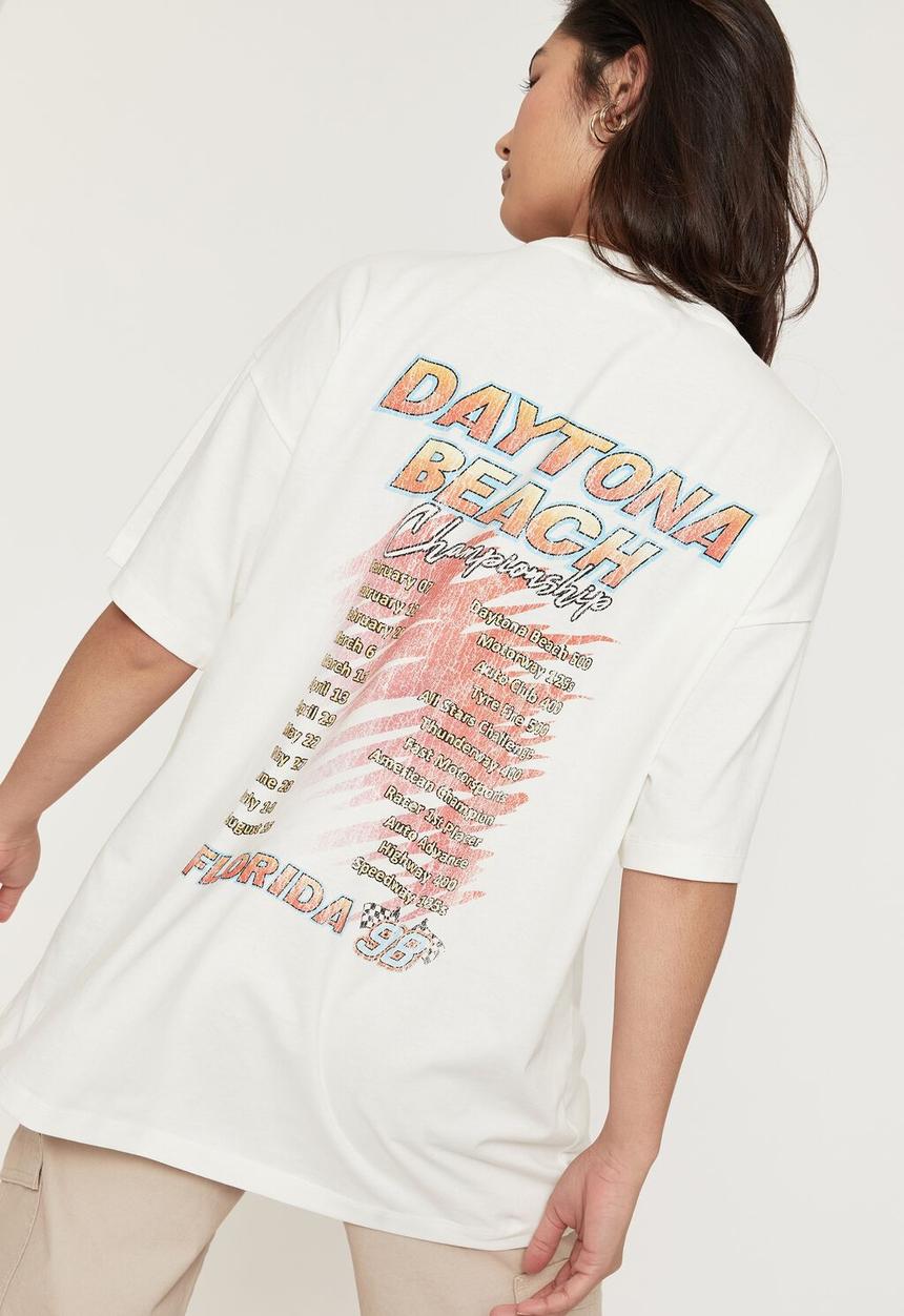 Supré  - Camryn oversized printed t shirt - winter white/daytona