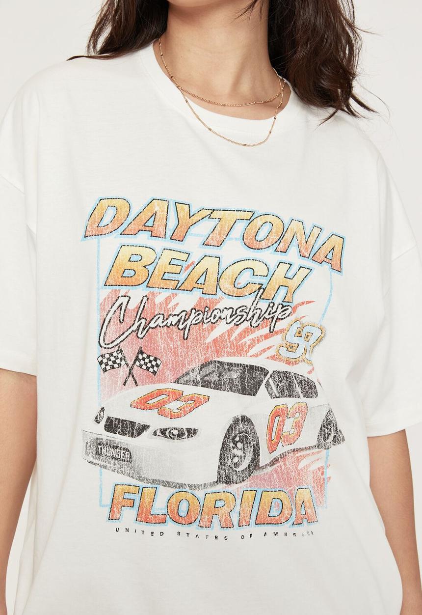 Supré  - Camryn oversized printed t shirt - winter white/daytona