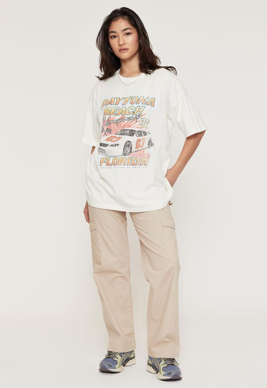 Supré  - Camryn oversized printed t shirt - winter white/daytona