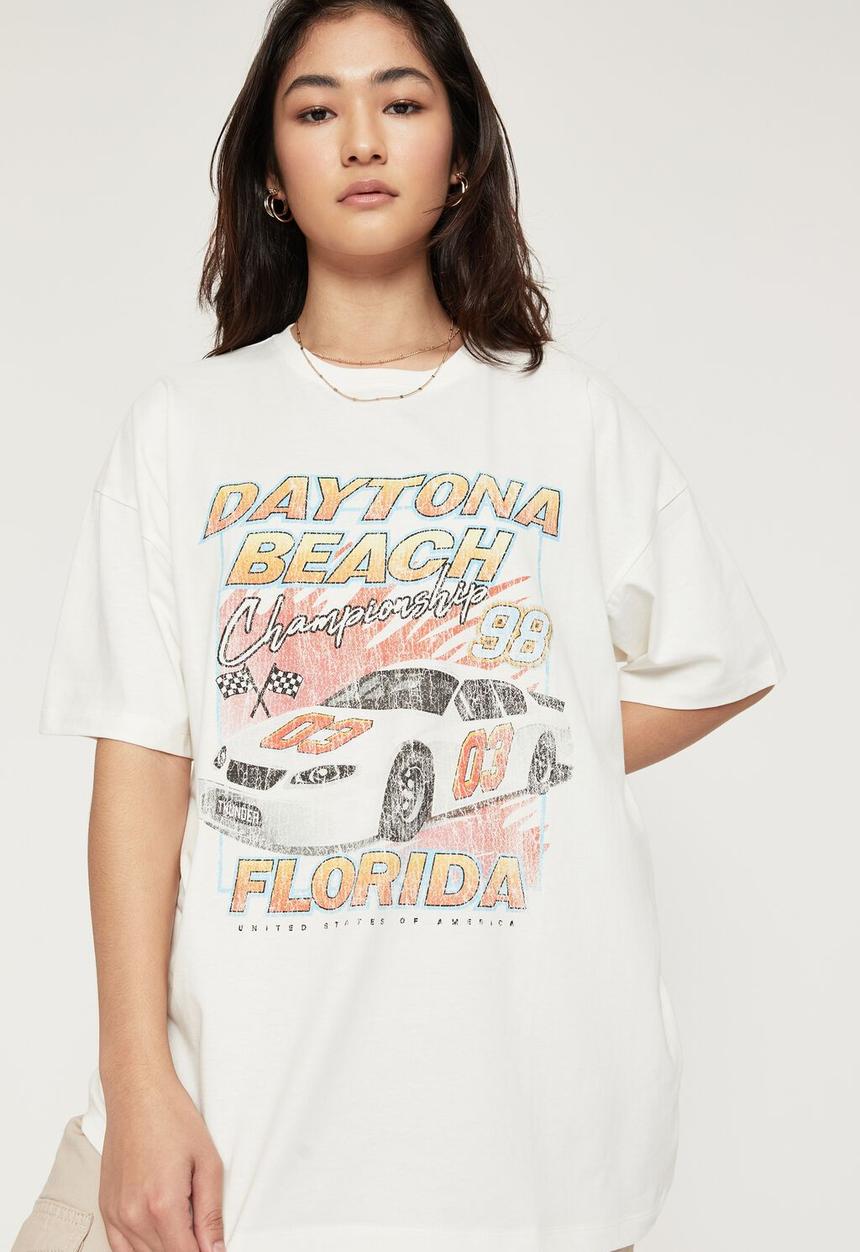 Supré  - Camryn oversized printed t shirt - winter white/daytona