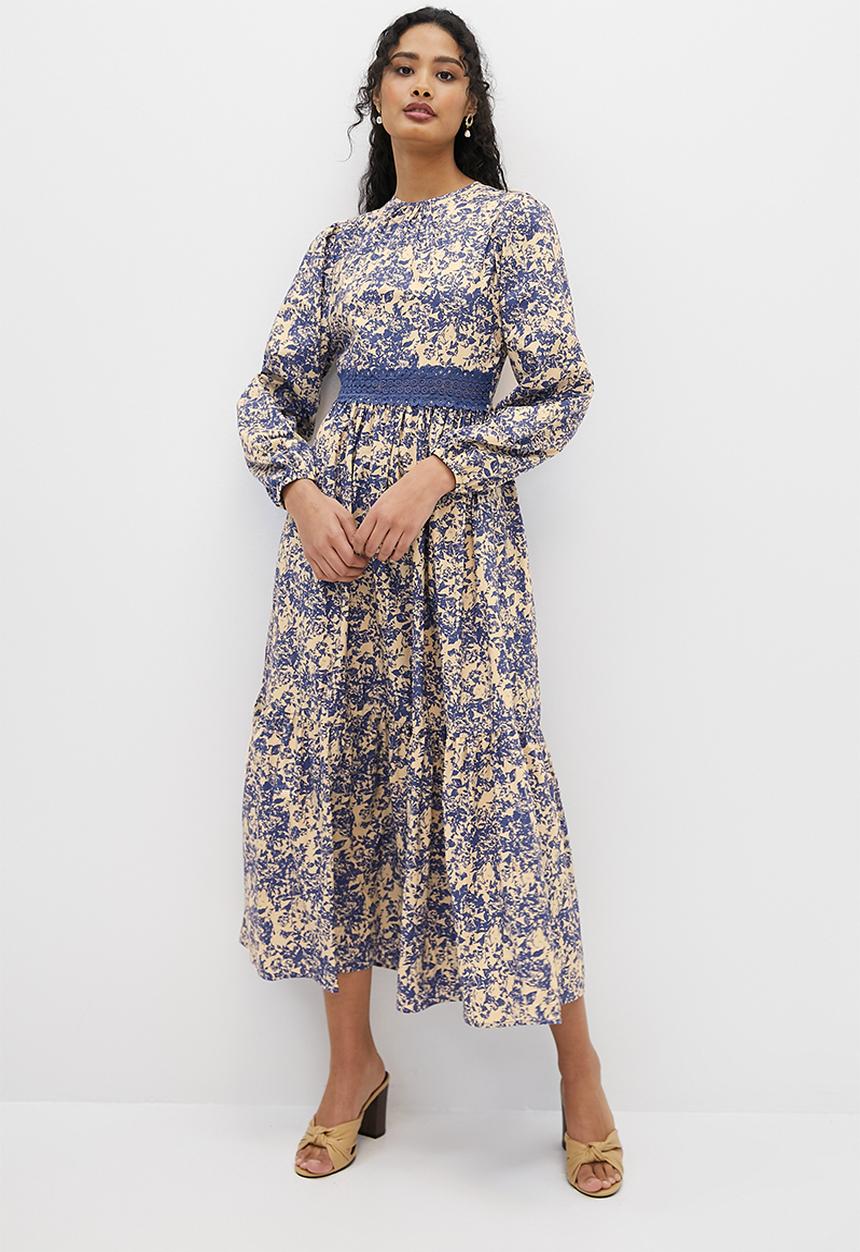 MILLA - Trim detail midi dress - blue print